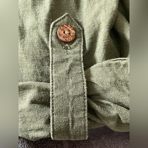 Torrid Green Linen Blend Utility Tab Sleeve Jacket Size 2 - Picture 8 of 10